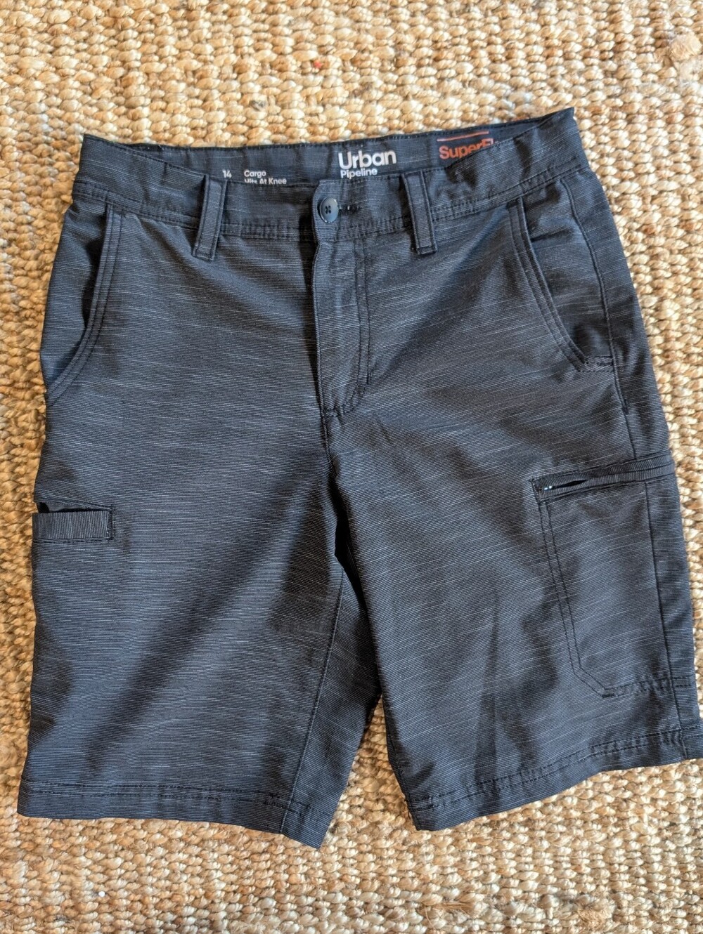 Urban Pipeline Kids Dark Grey Textured Cargo Shorts